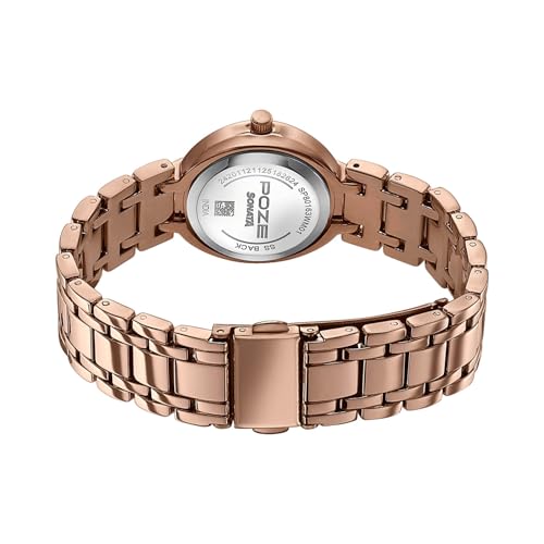 Image of Sonata Poze 8 Quartz Analog with White Dial IP Rose Gold Alloy Strap Watch for Women - SP80163WM01W