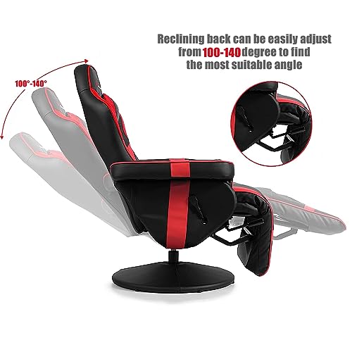 Powerstone Gaming Recliner Massage Gaming Chair With Footrest Ergonomic Pu Leather Single Sofa With Cup Holder Headrest And Side Pouch, Adjustable Living Room Chair Home Theater Seating (Red) #TOP3