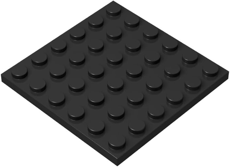 Classic Black Plates Bulk, Black Plate 6x6, Building Plates Flat 50 Piece, Compatible with Lego Parts and Pieces: 6x6 Black Plates(Color: Black)