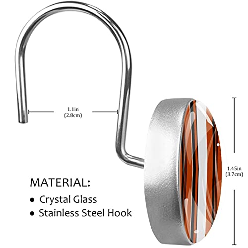 Lot de 12 crochets de rideau de douche à rayures retro durables pour salle de bain