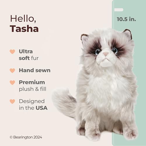 Image of Bearington Collection Tasha Himalayan Realistic Cat Stuffed Animal - 10.5 in Soft Fur - Kitten Plush Toy for Kids