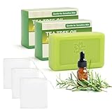3 PCS Tea Tree Antifungal Soap Bar, Tea Tree Oil Soap for Face Body Hand - Fights Acne, Relieves Fungal Skin, Controls Oil, Clears Pores, Prevents Breakouts, Soothes Fresh Skin (3, Green-B)