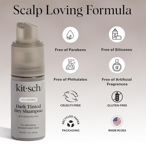 Kitsch Volumizing Rice Protein Dry Shampoo Powder Pump - Dark Tinted, 1oz - image 7