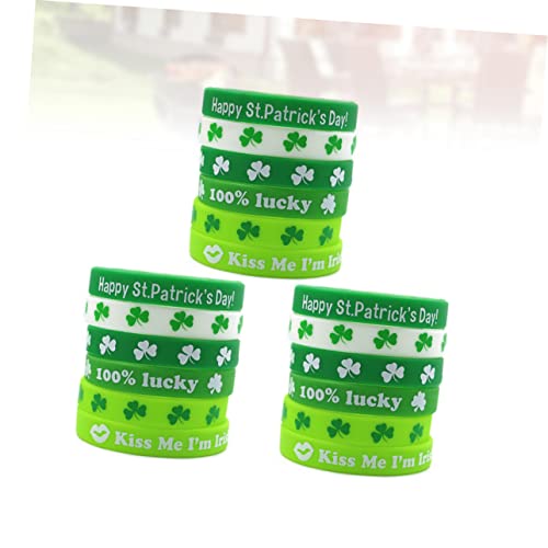 Bracelets en caoutchouc vert résistant avec motif trèfle de trèfle