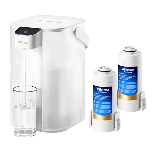 Waterdrop Rechargeable Water Filter Pitcher, Reduce 99.6% of Lead and 45+ Impurities, 6-Month Electric Water Dispenser, Instant 15-Cup Countertop System, NSF/ANSI 401&53&42&372, NOT Reduce T
