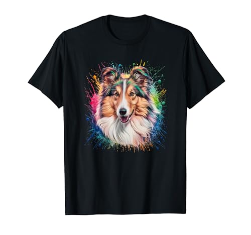 Men Woman Colorful Watercolor Rough Collie T-Shirt