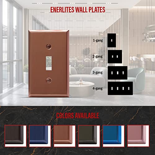 Image of ENERLITES Toggle Light Switch Metal Wall Plate, Stainless Steel Switch Cover, Corrosion Resistant, Mid-Size 1-Gang 4.50 inch x 2.76 inch, Stainless Steel 201, 7711-BRG, Brushed Rose Gold
