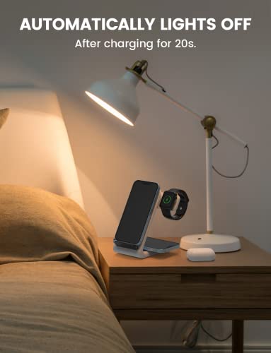 Image of Wireless Charging Station for Apple: 3 in 1 Wireless Charger Stand for iPhone 15 /14 /13 /12 /11 /X /8 /SE Series, Apple Watch 9 /Ultra /8 /7 /6 /SE /5 /4 /3 /2, AirPods 3 /2 /Pro /Pro 2