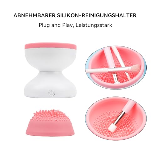 Elektronischer Make-up-Pinsel-Reiniger,Make-up-Pinsel-Reinigungsmaschine Tragbare Schönheits,Automatischer USB-Spinner,Kosmetikpinsel-Reiniger,Schnell Trocknende Pinsel-Reinigungsmaschine (Weiß)