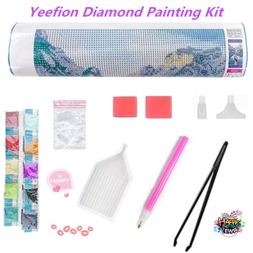 Broderie Diamant Kit Complet 5D pour Décorer le Salon - Activité Manuelle Bateau Arbre 30x45cm