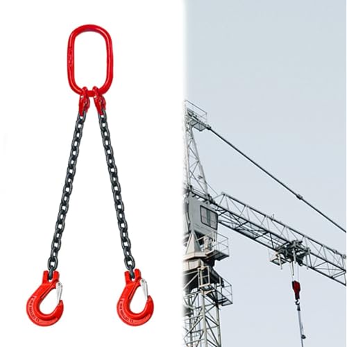 Heavy Duty Chain Slings for Lifting, Dual Leg Lifting Sling Chain 1 3 5 7 8 13 Feet, Alloy Steel Chain Slings with Butterfly Style Buckle(Load 3 Ton L 1 M (3.3 FT) 2 Hook)