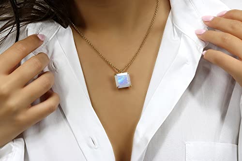 Bijoux séduisants en pierre de lune, collier d'exception en or 14K