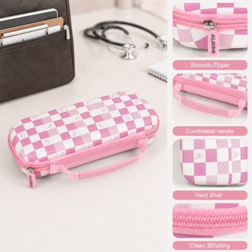 Image of ALKOO Stethoscope Case for 3M Littmann Classic III /Cardiology IV, PinkCheck | for MDF Acoustica Stethoscopes, for Nurses, Doctors, Nursing School Essentials, Students, Clinic, EMS, Travel, Hard Bag Only