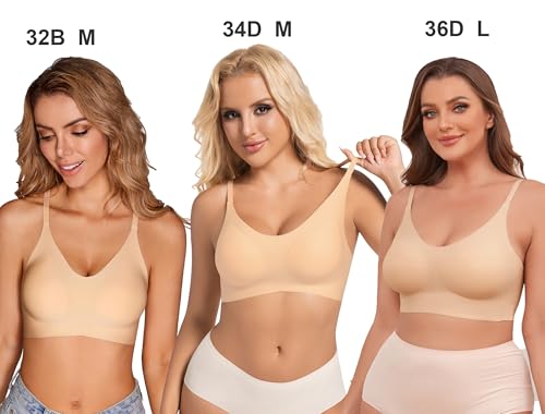 Image of PRETTYWELL Bras for Women Comfort Seamless Bra, Cross Back Adjustable Bralette Bra, Wireless Everyday Bras for Women A-C Cup