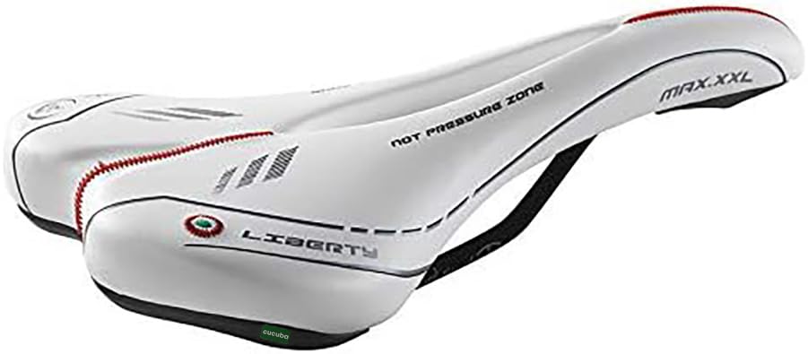 CUCUBA Sella Sellino Montegrappa con Foro Anti-Prostatico per Bici da Corsa Trekking, Cross e MTB in Pelle Sintetica MOD. Maxx Liberty Bianco