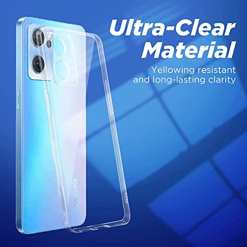 Image of NISHTECH for Oppo Reno 7, Oppo Reno 7 5G Premium Transparent Hybrid Soft Slim Dust Proof Back Case Cover with Camera Protection
