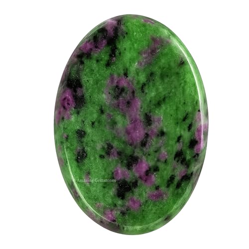 Image of Amazing Gemstone Ruby Zoisite Worry Stone Crystals and Healing Stones - Worry Stones for Stress Relief Gifts - Piedra Crystal Fidget for Meditation, Relaxation - Unique Stocking Stuffers
