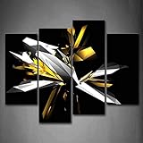 Black and Gold Wall Art Digital Abstract Black White Yellow Wall Art Painting Pictures Print On Canvas The Modern Picture for Living Room Kitchen Home Decor