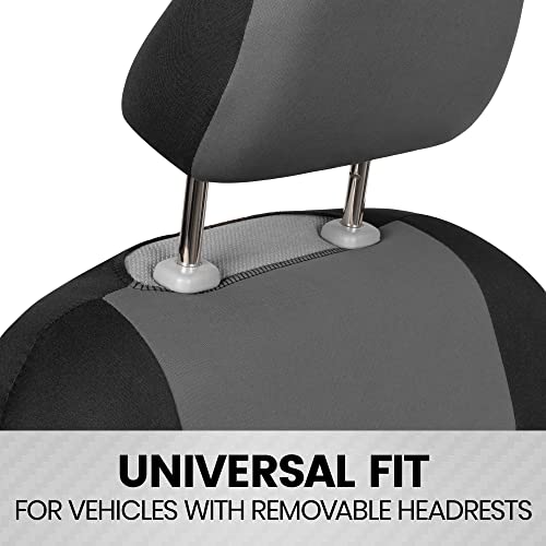 Bdk Polypro Car Seat Covers Full Set In Gray On Black – Front And Rear Split Bench Seat Covers For Cars, Easy To Install Car Seat Cover Set, Car Accessories For Auto Trucks Van Suv #TOP3