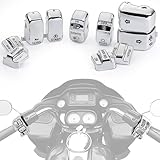 OURONOTO 10 Pcs Chrome Switch Covers, Hand Control Switch Housing Caps Compatible with Harley Davidson Touring Street Glide Sportster XL Dyna 1996-2013