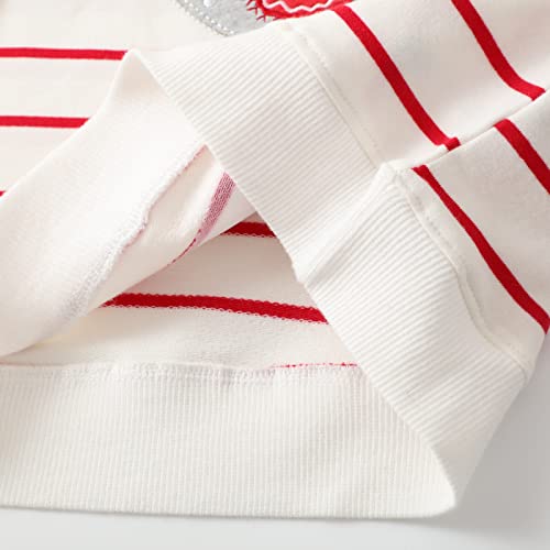 Homagic2We Toddler Girls Sweatshirt Kids Winter Warm Active Crewneck Stripes Cotton Long Sleeve Sweater Shirt White 4T #TOP4