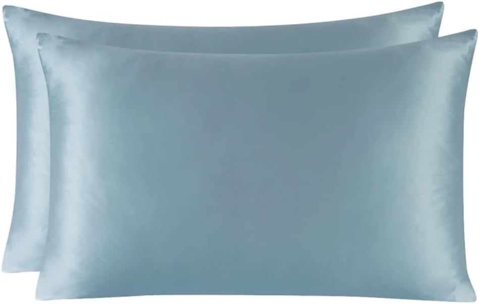 HBJWOV 1 Pair Side Silk Zipper Pillowcase Pillow Case 2PCS Bedding Cover Satin Pillowca(51x91cm)