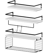 WOCOPIA White Bathroom Shelves with Towel Bar Rack, Floating Shelves Wall Mounted Over Toilet, Ba...