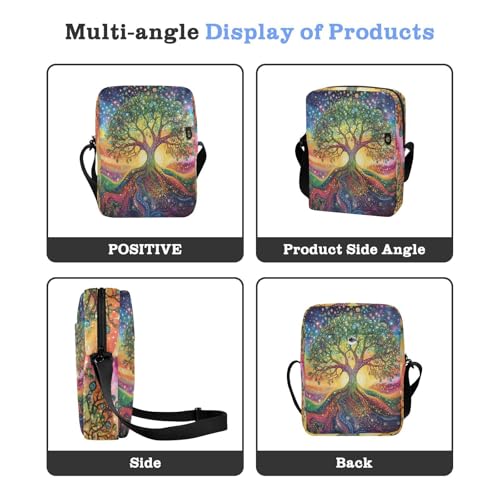 mens messenger bag crossbody mens shoulder bag Womens Casual Purses Adjustable Strap for School School- The Tree Of Life Colorful4