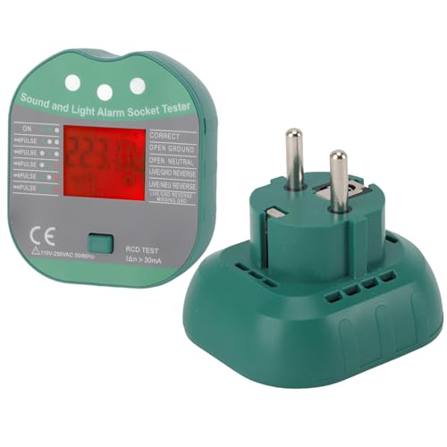 Probador de Enchufes Domésticos de 220 V, Probador de Fallas de Enchufes Portátil, Con Alarma de Luz Sonora, Monitoreo de Voltaje Y Frecuencia, Detector de Pantalla Digital 110-250 V (Enchufe de EU)