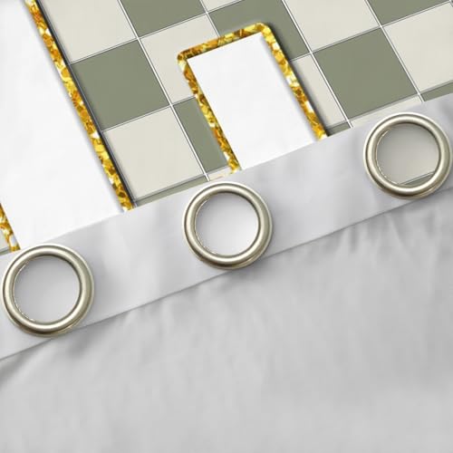 Image of Erosebridal Sage Green Checkered Window Curtains 42 inch Wx90 L Plaid Initial L Blackout Curtains for Bedroom Living Room,Personalized Monogram Window Treatments Grids Gingham Drapes Decor 2 Panels