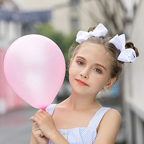 Deeka 16 Pcs 4" Hand-Made Hair Bow Grosgrain Ribbon Solid Color Hair Bow Alligator Clips Hair Accessories For Little Teen Toddler Girls -White #TOP2