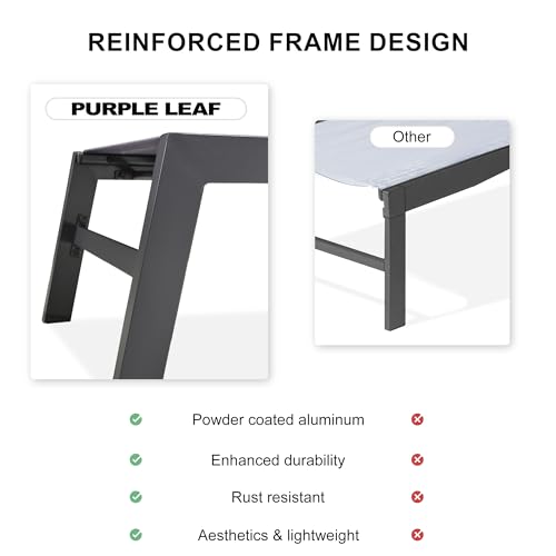 Image of PURPLE LEAF Outdoor Chaise Lounge Set of 4 Aluminum Patio Chair with Wheels and Side Table Pool Chaise Lounge Chair for Outdoor Backyard Poolside Light Grey (4 Chairs W /Table)