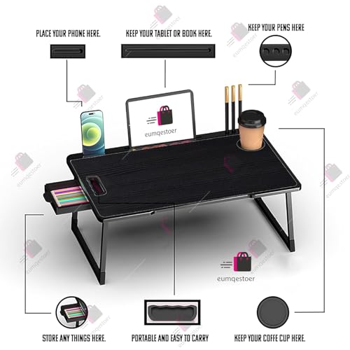 TER Office Table for Home/Writing Desk for Office/Folding Table for School/Folding Study Table/Work from Home-Multipurpose Table-> (COTEED * BLACK) - Image 3