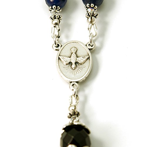 Silver Inches Catholic Prayer Beads Saint Michael Guardian Angel Chaplet Sodalite Gemstone With Blessed With Anointing Oil #TOP3