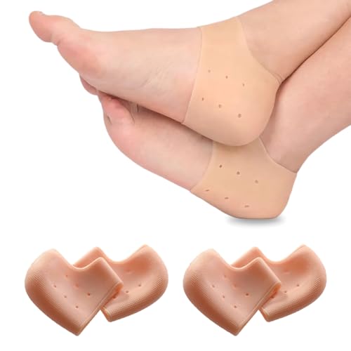 ZORVYN 4 PCS Protectores de Talón de Silicona, Almohadillas de Gel Suave para Dolor de Talón, Fascitis Plantar, Tendón de Aquiles Agrietado y Seco, Cojines de Gel Reutilizables