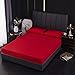 LIUJYAO Wodoodporny ochraniacz na materac pojedyncze łóżko, zmywalny oddychający pokrowiec na materac na materac, dopasowane prześcieradło styl pokrowiec na materac dla kołyski i dorosłych, czerwony - 80 x 200 + 30 cm