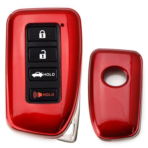 Coque de clé Lexus 4 boutons rouge brillant iJDMTOY pour IS ES RC NX