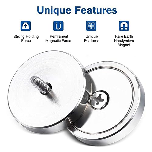 Image of LOVIMAG Strong Neodymium Rare Earth Magnets, 110LBS-50 Pack | Heavy Duty Cup Magnet with Countersunk and Screws for Tool Room, Kitchen Doors, Wall Mounting, Office
