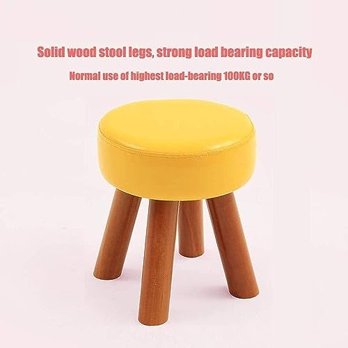 Tabouret en bois et cuir PU orange capitonné avec structure stable - 4