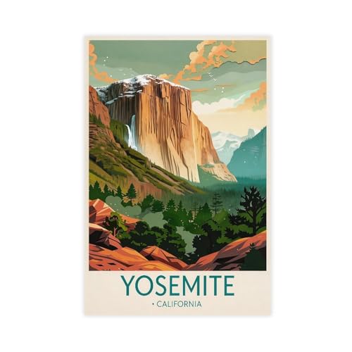 Image of Bareronor Yosemite California Canvas Poster Wall Art Decor Print Picture Paintings for Living Room Bedroom Decoration 8" L X 12" W