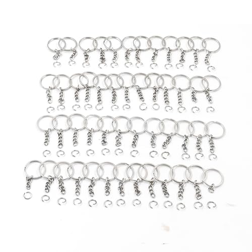 Image of IVEI DIY Keychain Rings with Open Jump Rings for Craft | Metal Split Keyring of 25mm | Set of 50 for Jewlery, Charms and Purse Making | Craft Essentials for Small Businesses (Keychain Rings Set 50)