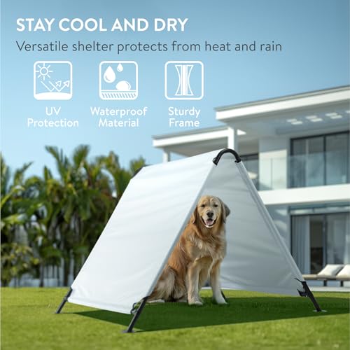 Navaris Hundezelt - Katzenzelt - Hundehöhle XXL - Outdoor und Indoor Hundehütte - Hundezelt große Hunde - Katzenzelt Outdoor - Katzen Zelt - 120 x116 x 96 cm - Weiß