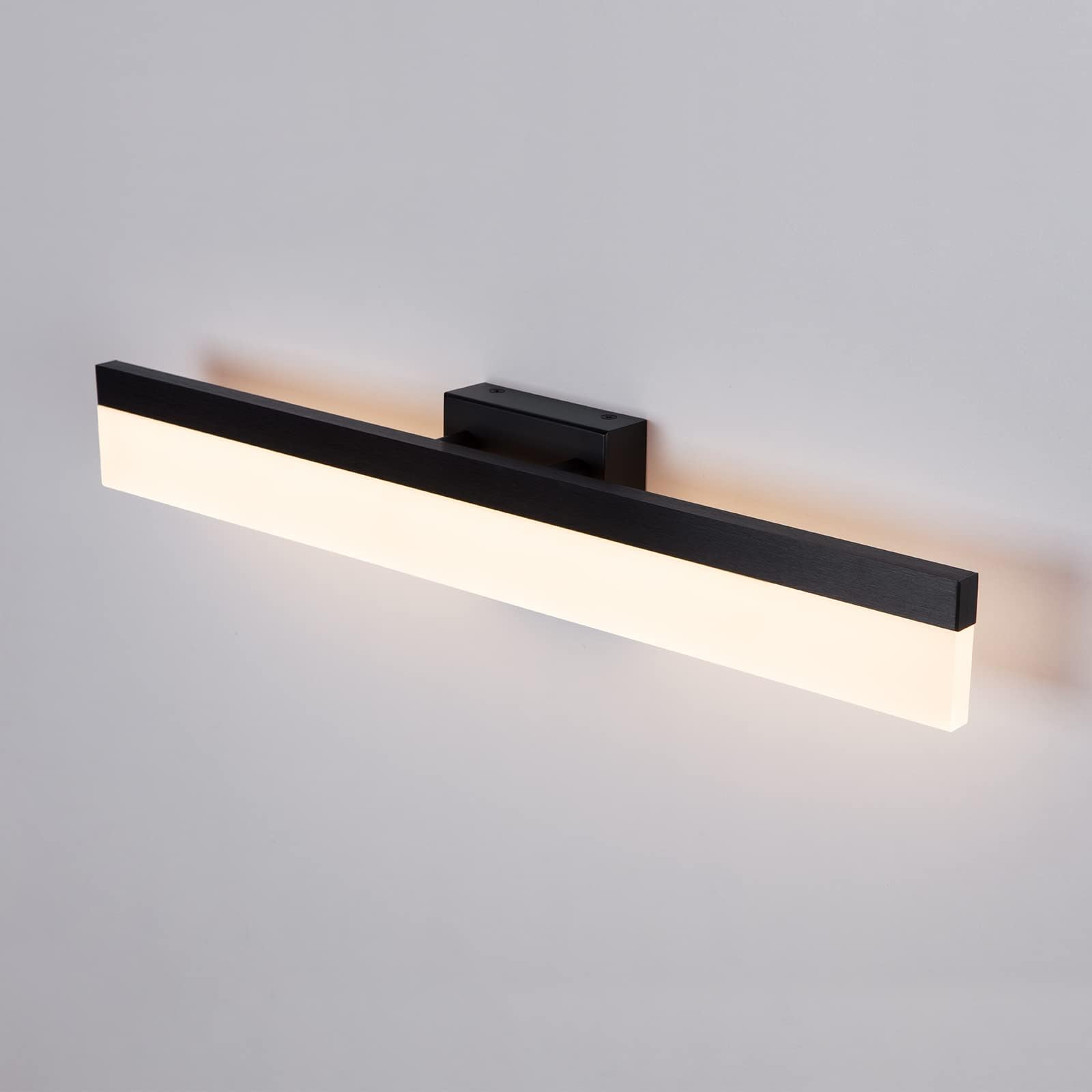 Tubicen Dimmable Bathroom Vanity Light, 23.6 Inch Bar Wall Lighting Fixture, 11W Modern LED Wall Light, Aluminum Linear Wall Sconce for Make Up Mirror, 3000K Warm White Wall Lamp, Black