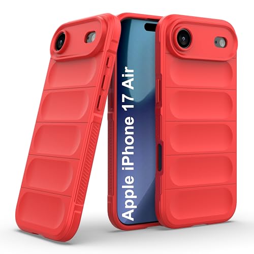 Image of amazon basics Back Case Cover for iPhone 17 Air | Compatible for iPhone 17 Air Back Cover | Liquid Silicon Magic Case with Camera Protection | Red