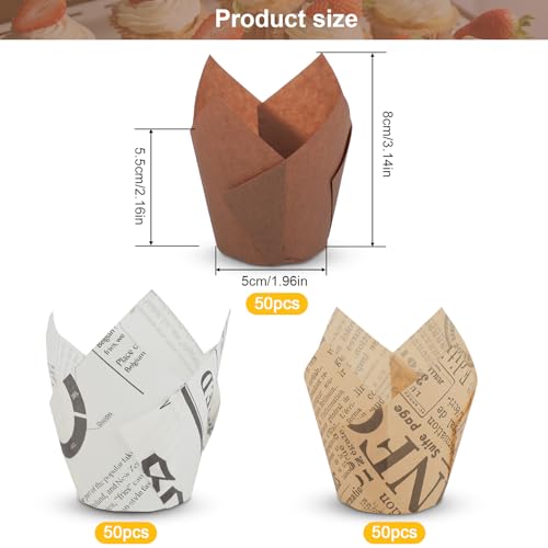 Miniatura 2 de 150 Moldes Magdalenas Papel, Moldes Cupcake En Forma De Tulipán, Versátil Y Fácil De Usar., Molde Muffins Para Bodas, Cumpleaños Infantiles Y Accesorios Para Fiestas.