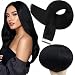 Full Shine 16" 20 Pcs Human Hair Double Side Tape Hair Extension Jet Balck #1 Seamless 100% Remy Brazilian Human Hair Extension 50g Per Package