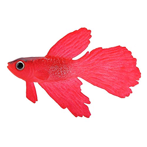 FILFEEL Artificielle Petit Poisson Drôle Silicone Petit Poisson Aquarium Décoration Drôle Faux Poisson pour Fish Tank Ornement De Poisson (Betta Rouge n°1)
