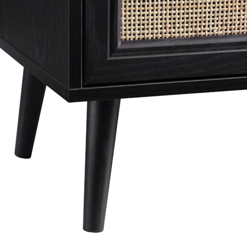 Image of Pore Rattan Chest of Drawer for Home & Office |6 Drawer Chest for Storage |Mango Wood, Black Matt |Ideal for Home Decor