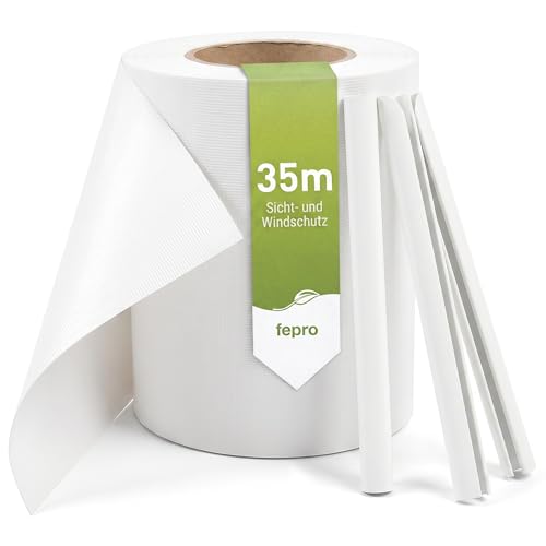 Sichtschutz PVC - Weiß RAL 9010-35m (7m²) - Doppelstabmatten Zaunfolie Windschutz blickdicht Windschutz