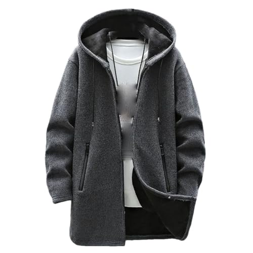 Men Long Cardigans Sweater Coat Winter Fleece Warm Male Knitted Hooded Solid Sweater Windbreaker Causal Men Clothing